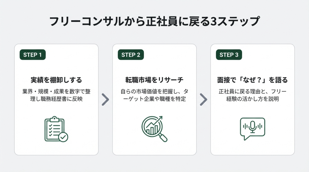 正社員に戻るための3ステップ｜スキル棚卸しから面接対策まで