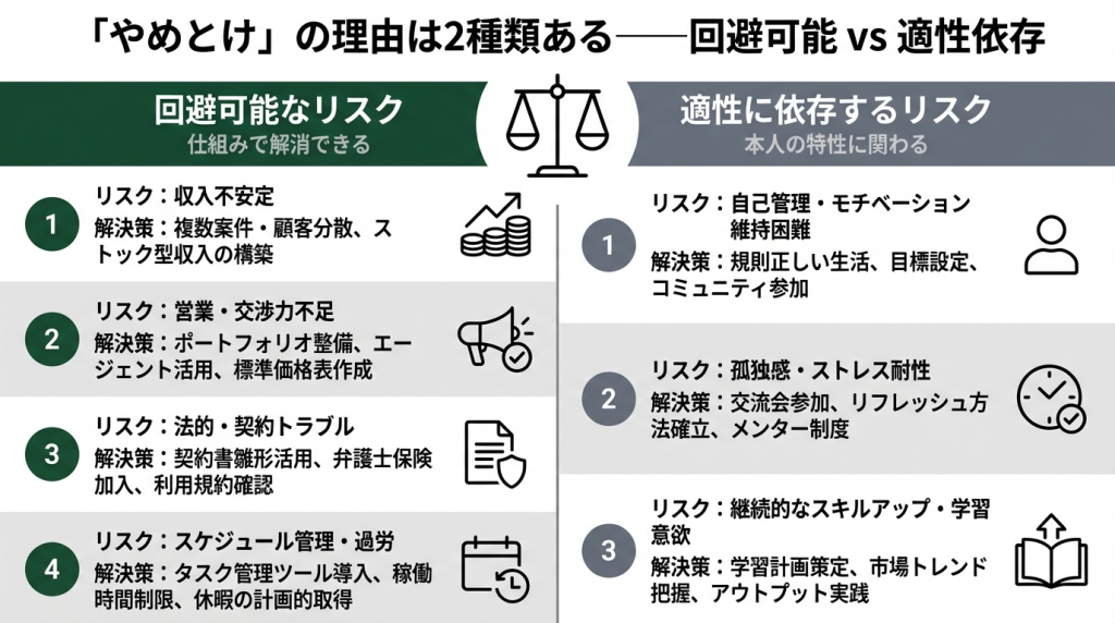「やめとけ」の理由を分解──回避可能なリスクと本質的な課題の違い