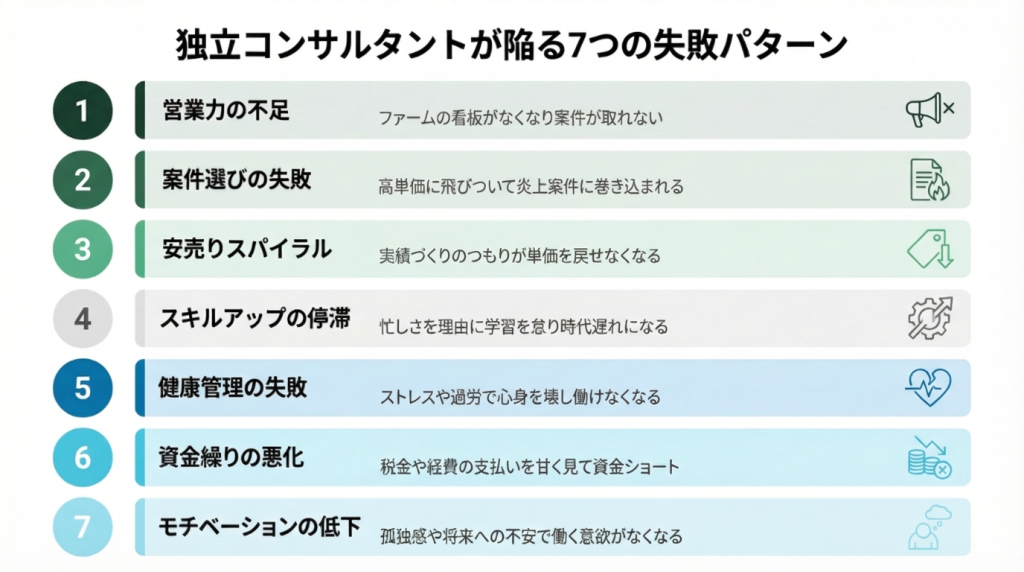 独立コンサルタントの失敗パターン7選【原因と構造を詳解】